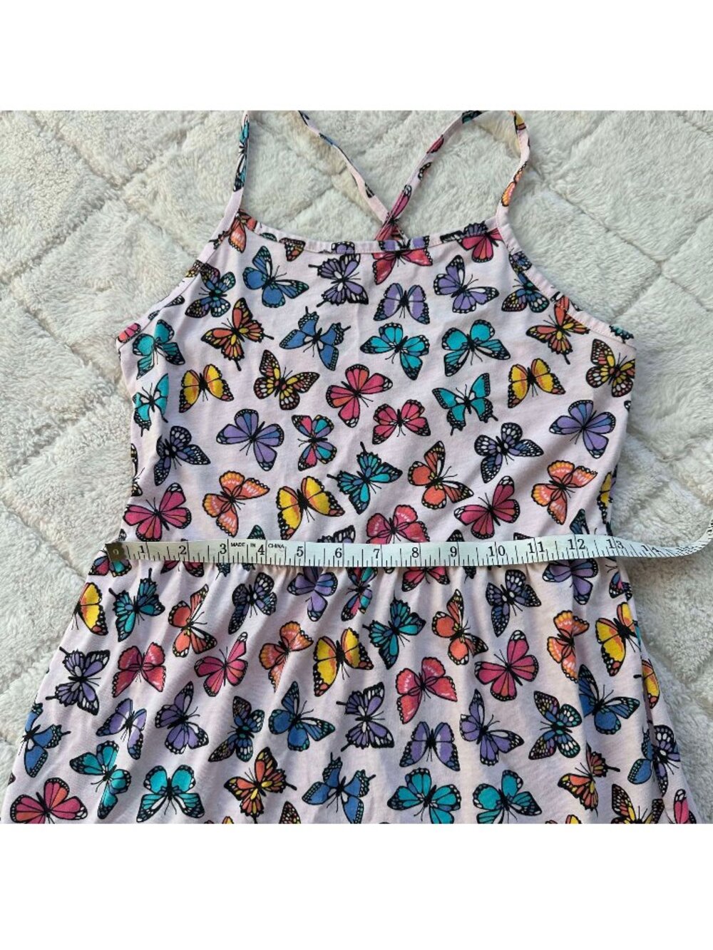 The Children's Place | Rose Mist Butterfly Print Tiered Dress | Size Extra Large - Picture 9 of 10